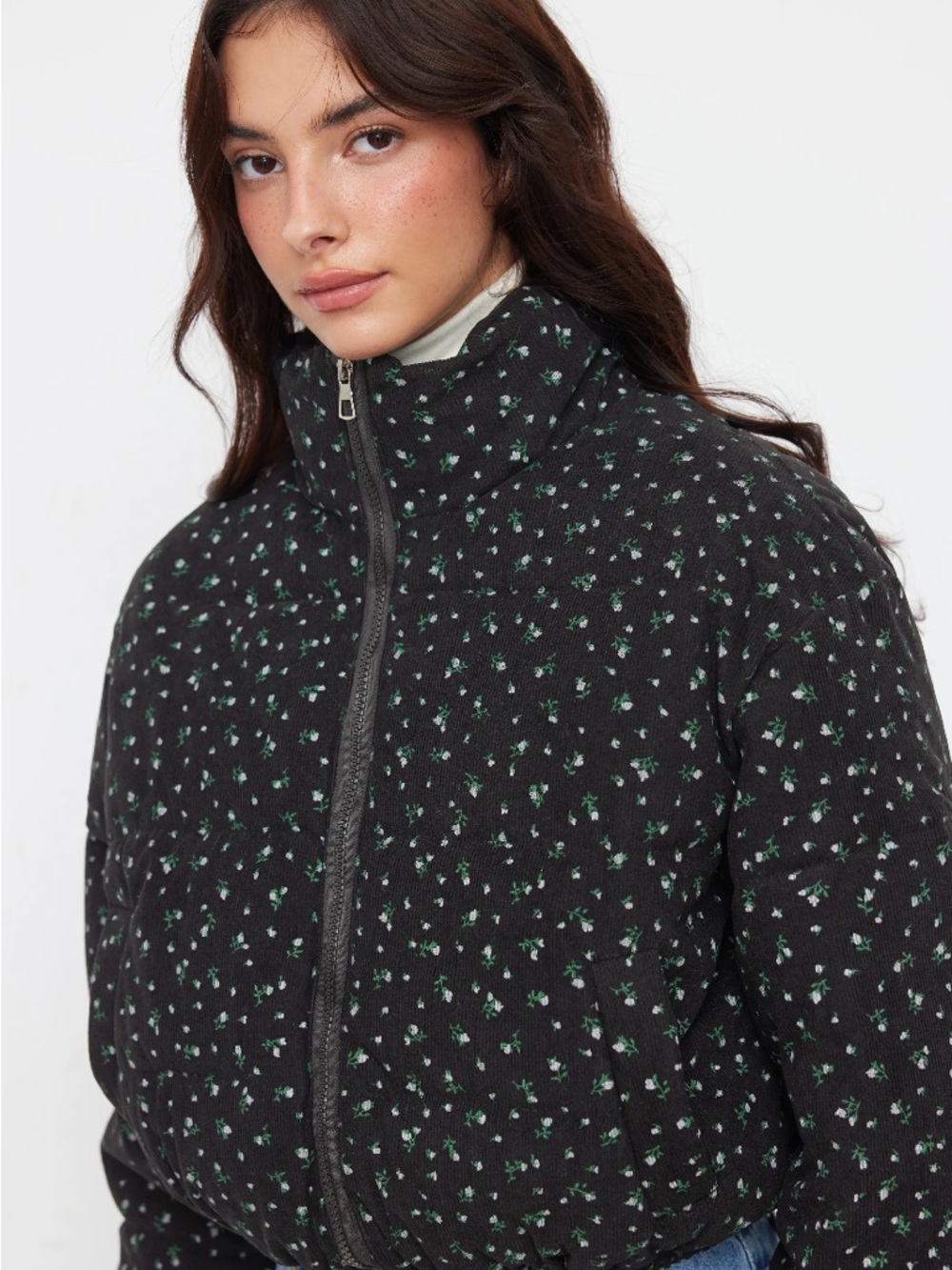 NWT Corduroy Floral Puffer - Picture 2 of 10